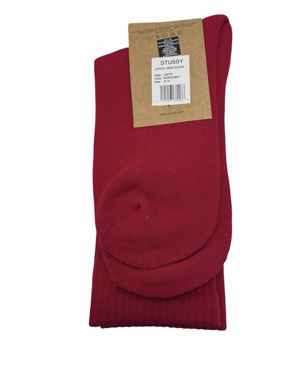 Stussy Stock Crew Socks - Burgundy